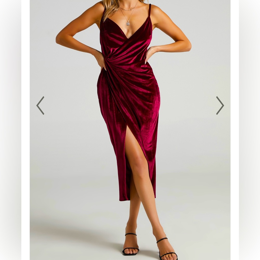 Showpo Loving Blind red velvet dress